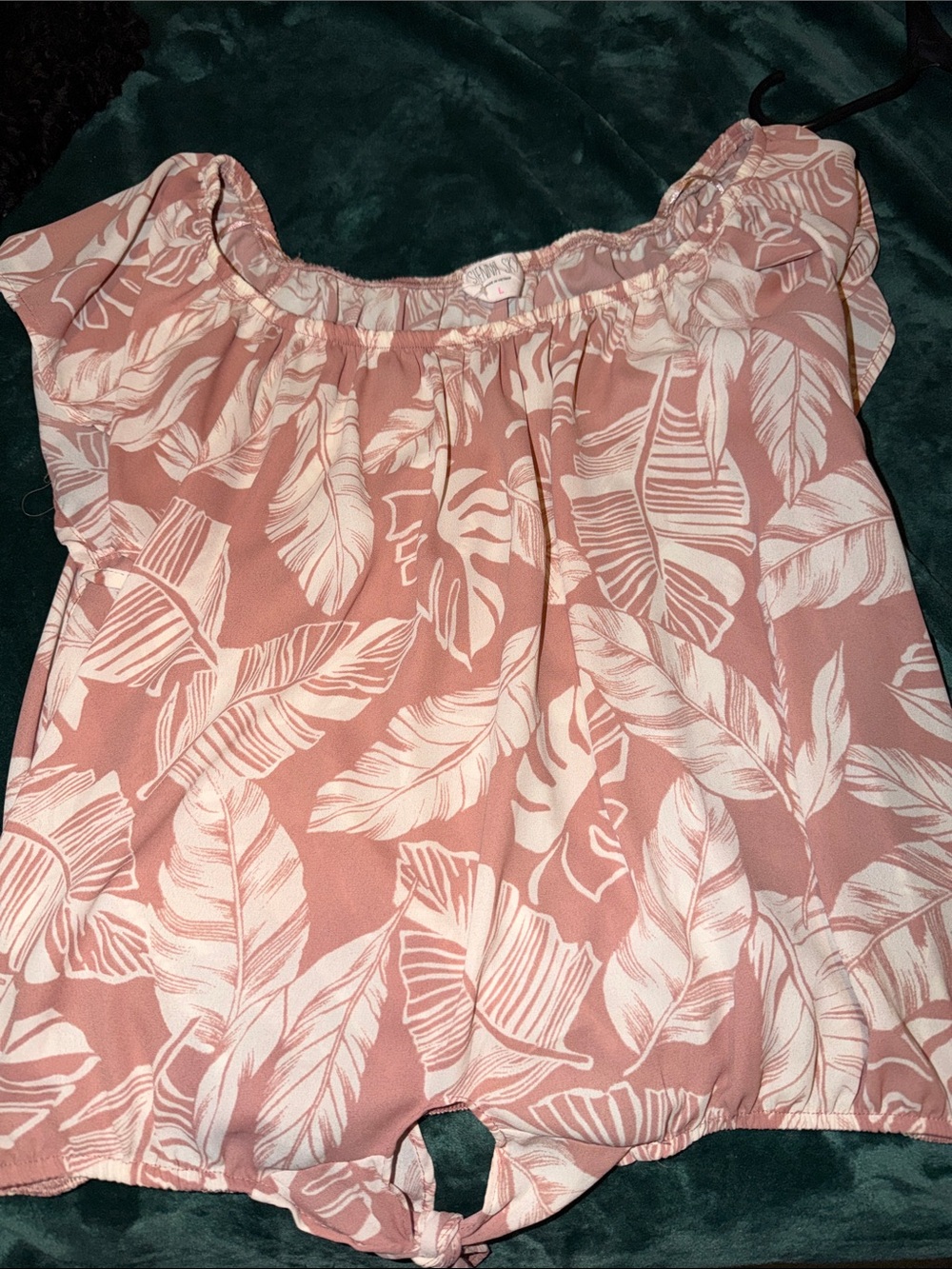 Sienna Sky Pink Leaf-Print Off-Shoulder Camisole